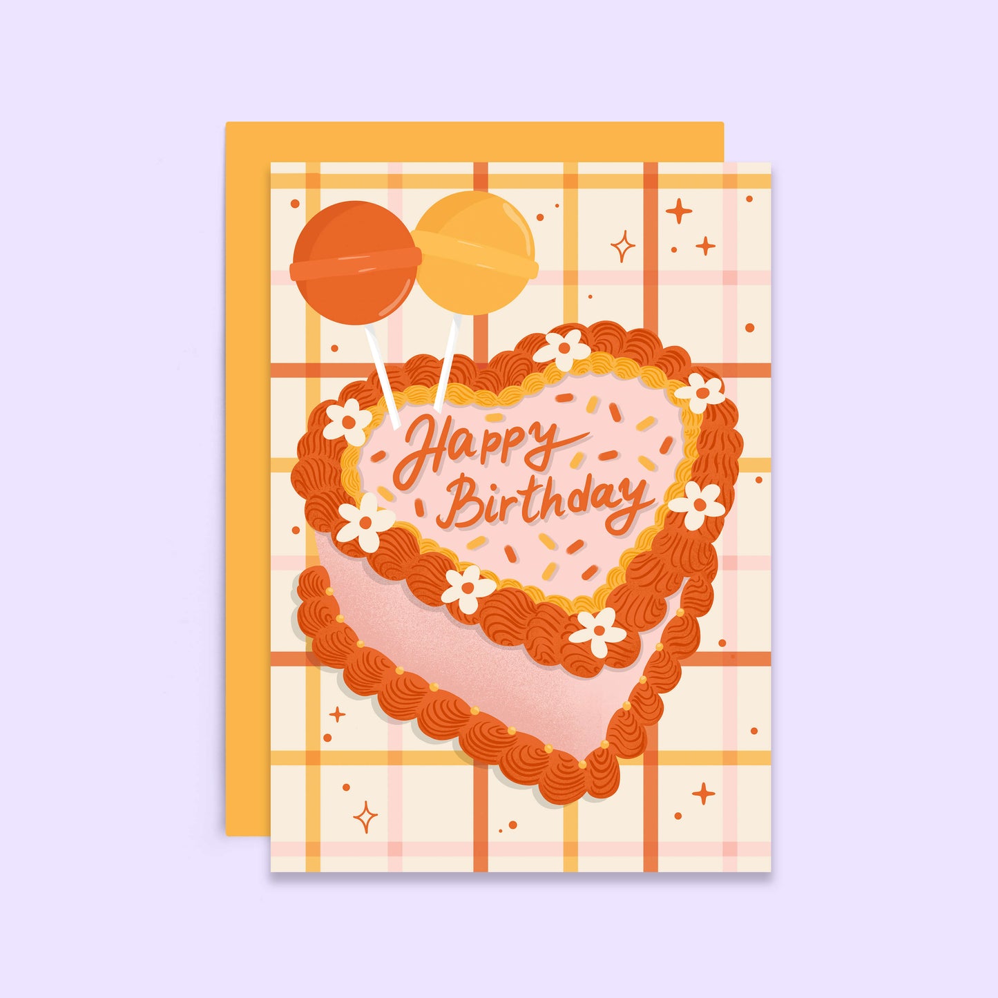 Kitsch Birthday Cake Card | Vintage Heart Shaped Cake Card | Wholesale