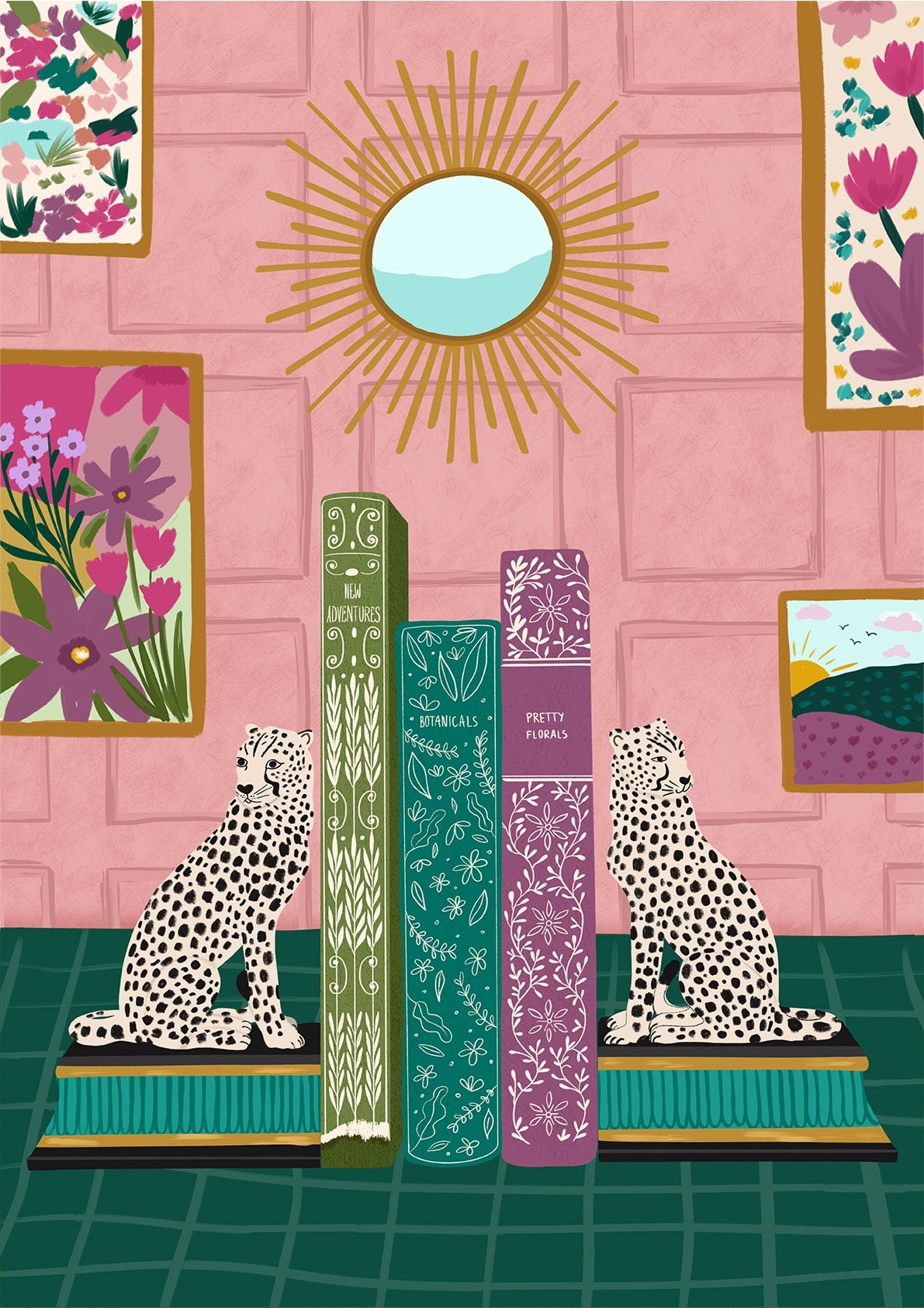 Cheetah Bookends Art Print, Home Decor