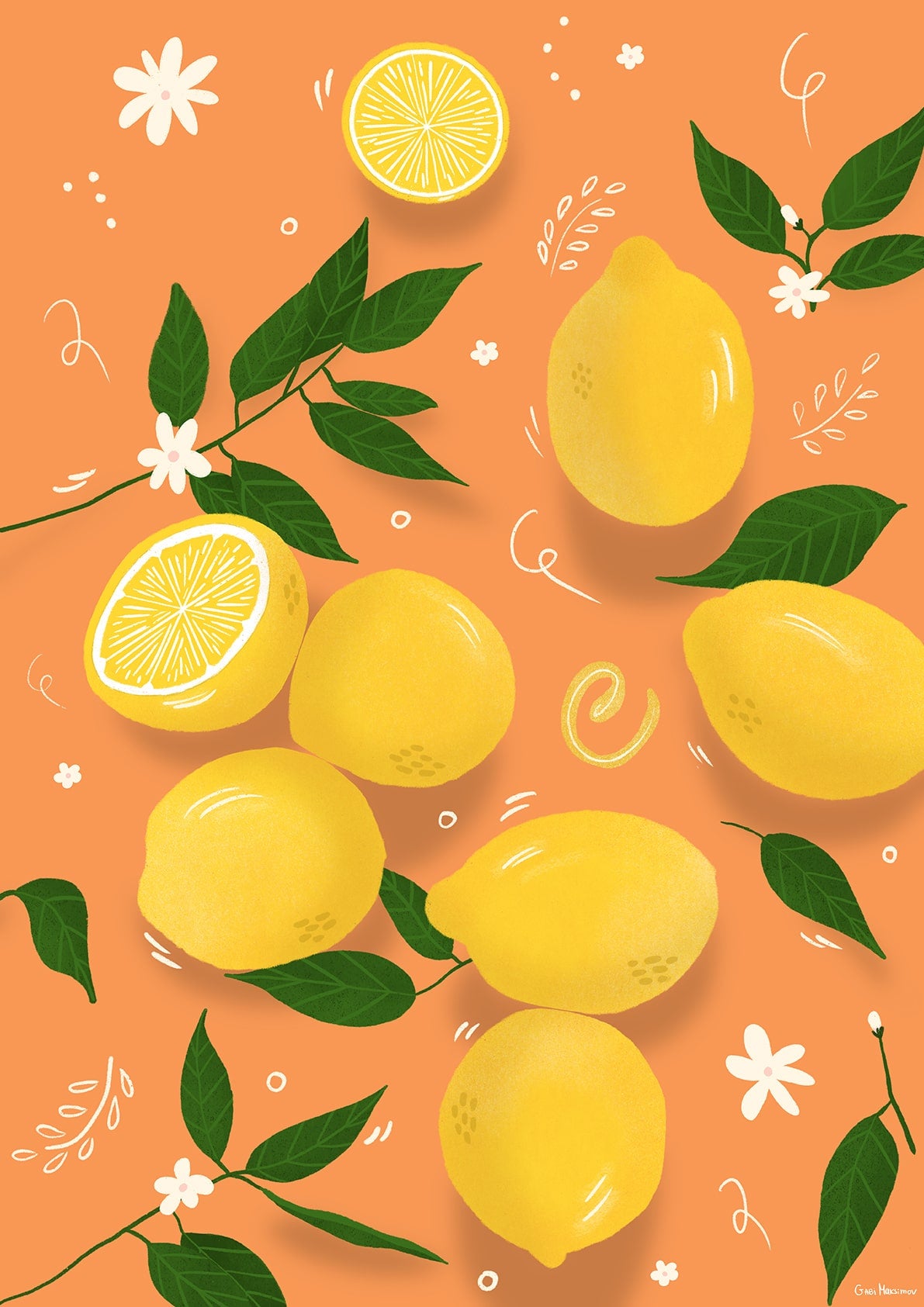 Lemons Summer Citrus Illustration - Art Print