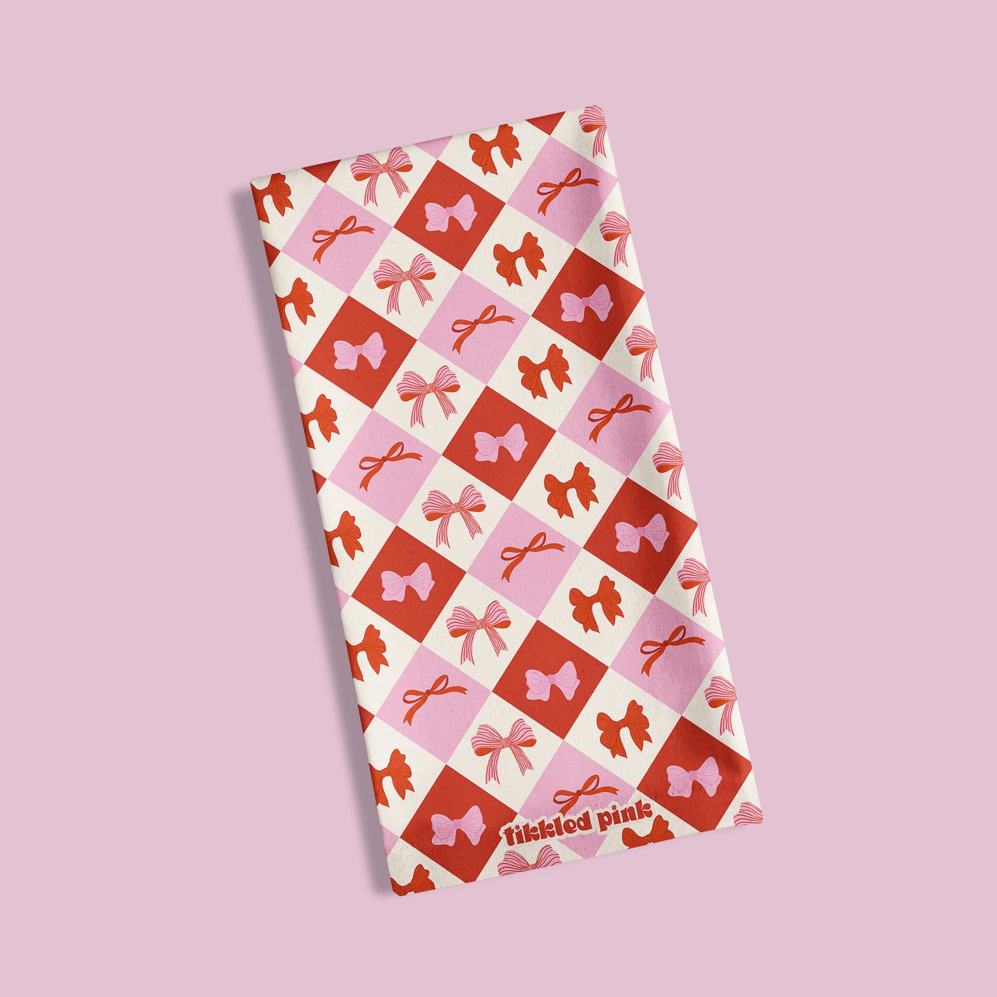 Retro Bows Checkerboard Tea Towel | Vintage Kitchen Towel