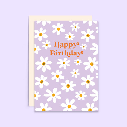 Daisy Birthday Card | Retro Female Birthday Card | Floral
