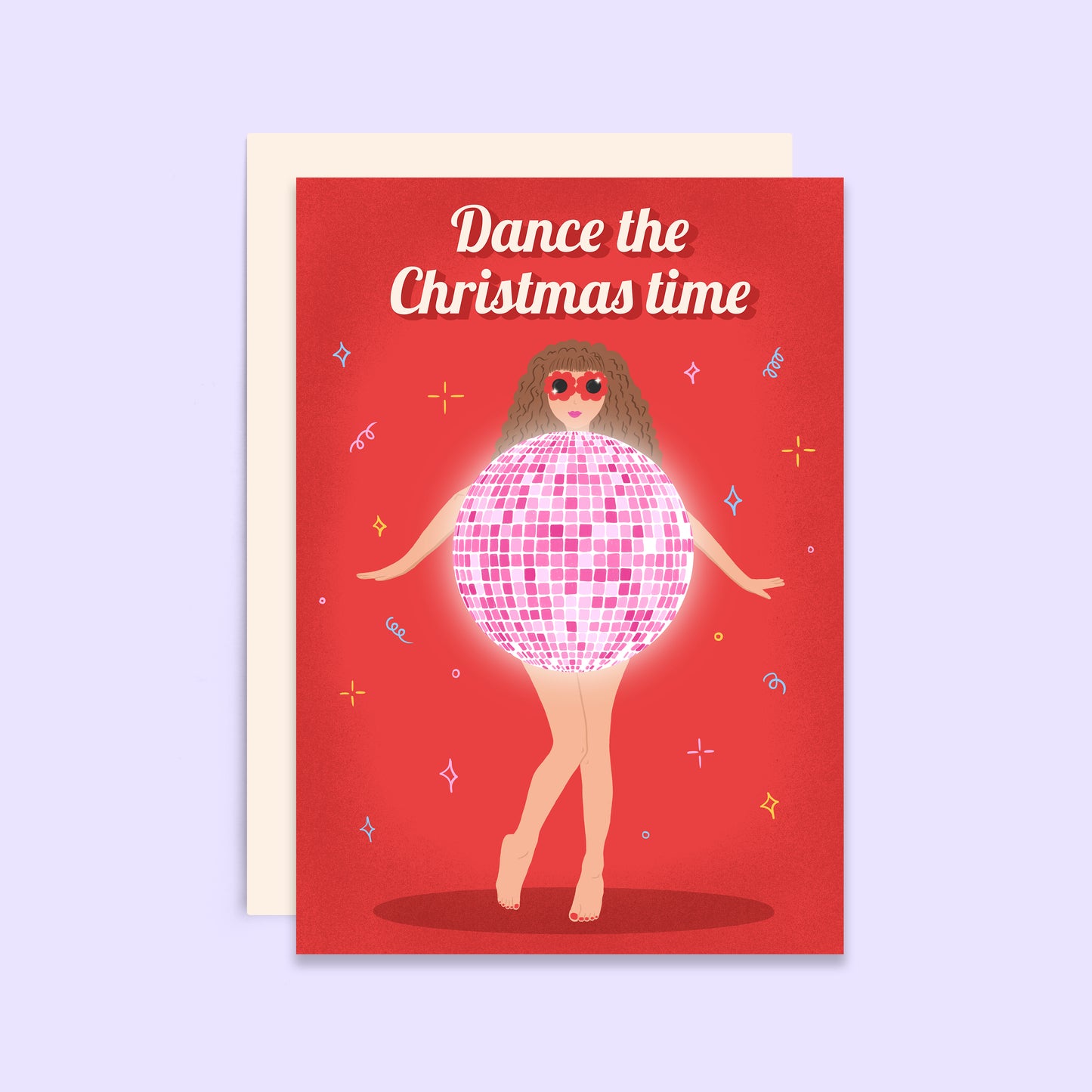 Dance The Christmas Time Card | Disco Ball Christmas Card |  Holiday Card | Seasonal Card