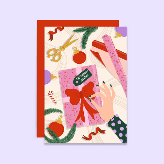 Gift Wrapping Christmas Card | Seasonal Card | Holiday Card | Wholesale