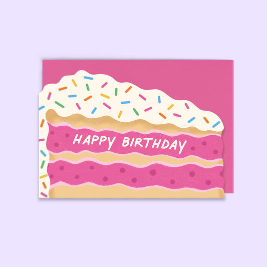 Funfetti Cake Slice Birthday Card | Die-Cut Shaped Birthday Card