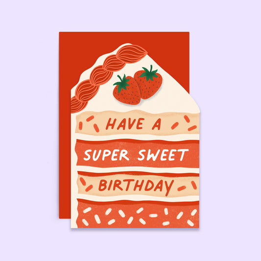 Super Sweet Birthday Cake Slice Card | Die-Cut Shaped Card