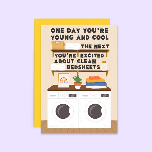 Clean Bedsheets Birthday Card | Funny Laundry Day Humour