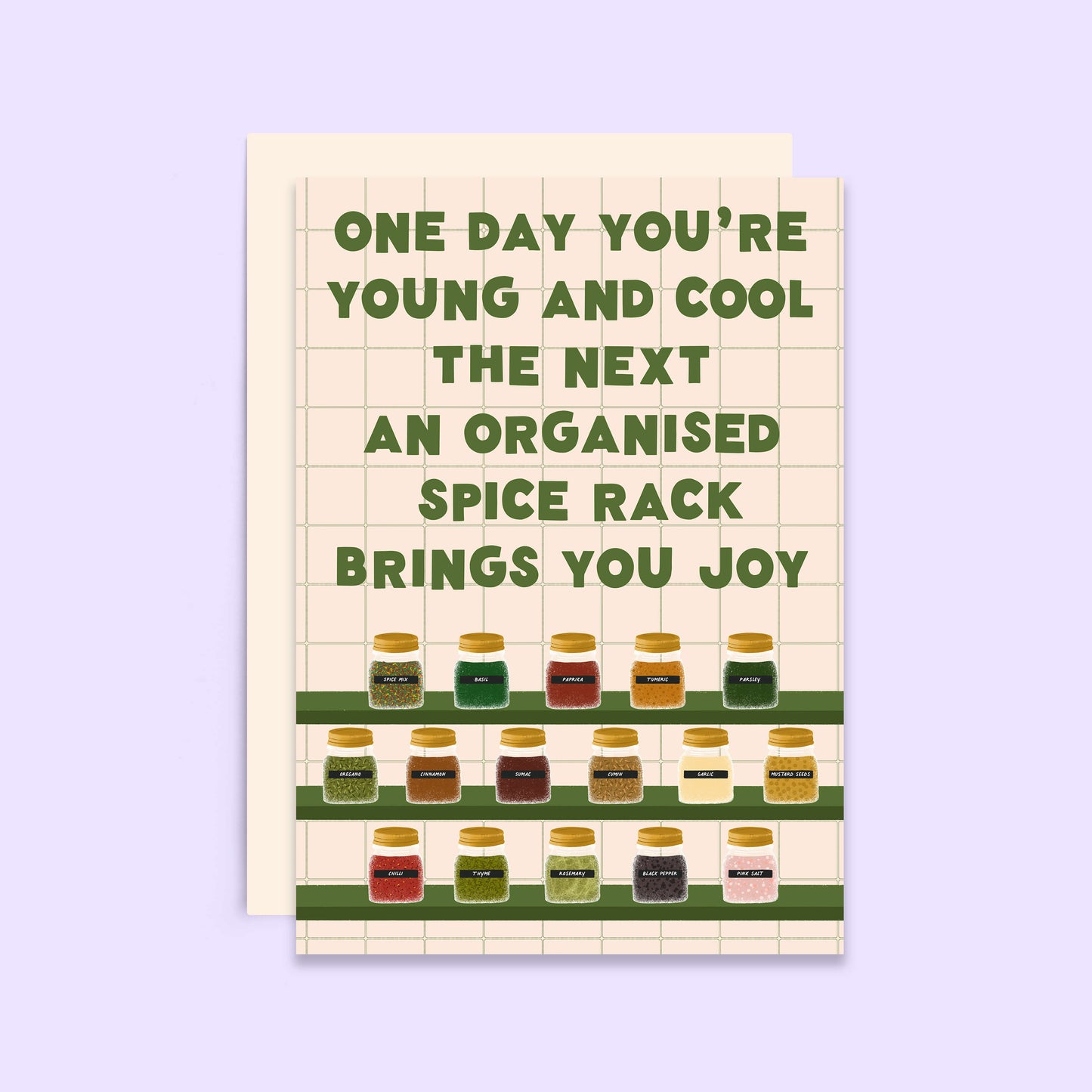 Organised Spice Rack Birthday Card | Young and Cool Card