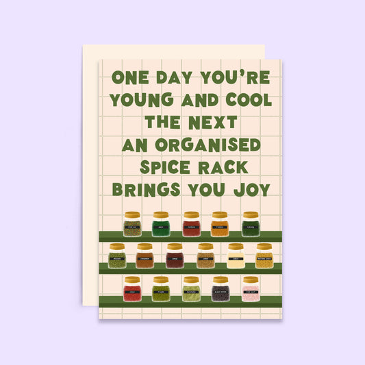 Organised Spice Rack Birthday Card | Young and Cool Card