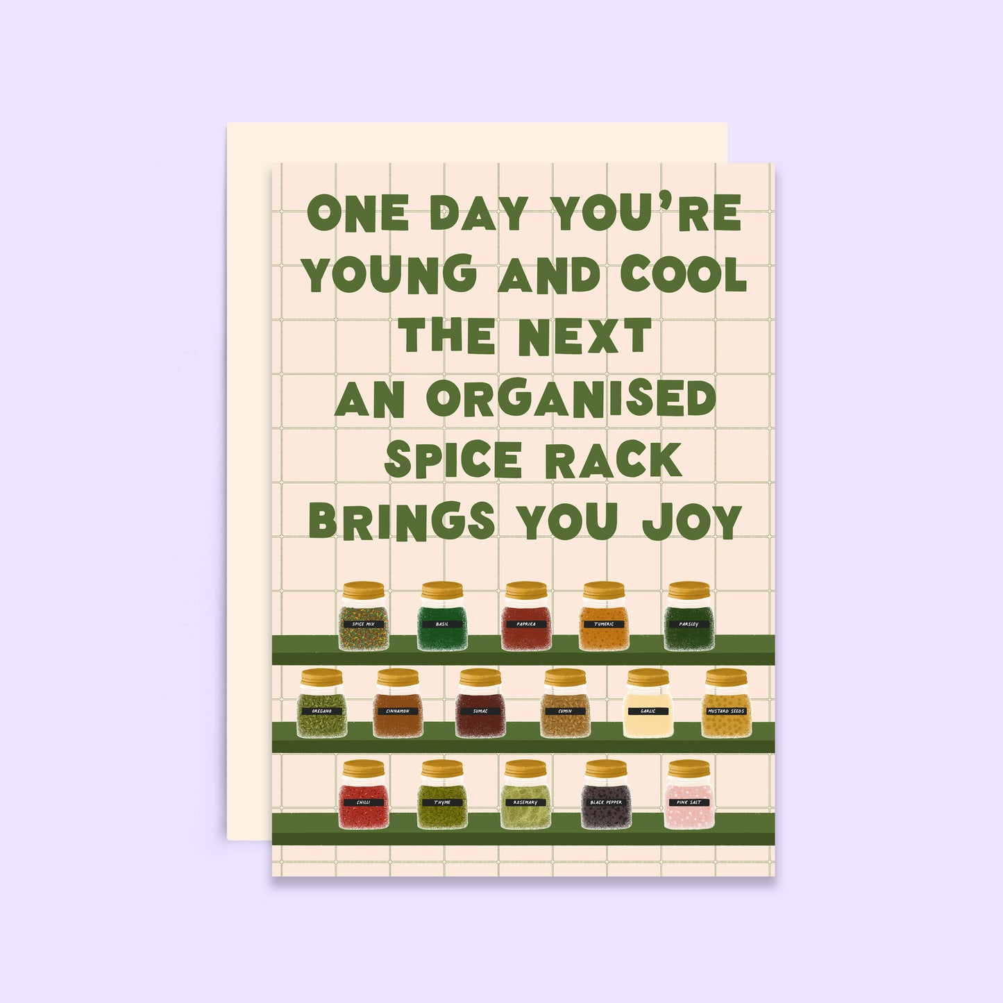 Organised Spice Rack Birthday Card | Young and Cool Card | Wholesale