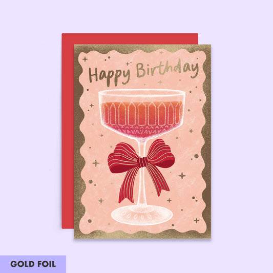 Cocktail With a Bow Birthday Card | Stylish Birthday Card
