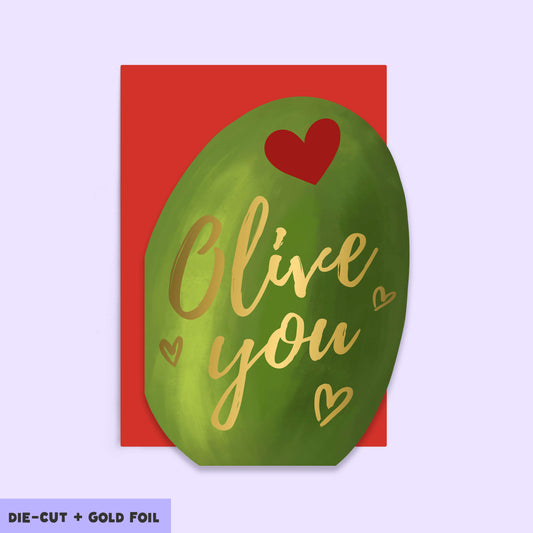 Olive You Anniversary Die Cut Shaped Card | Love | Valentine's Day
