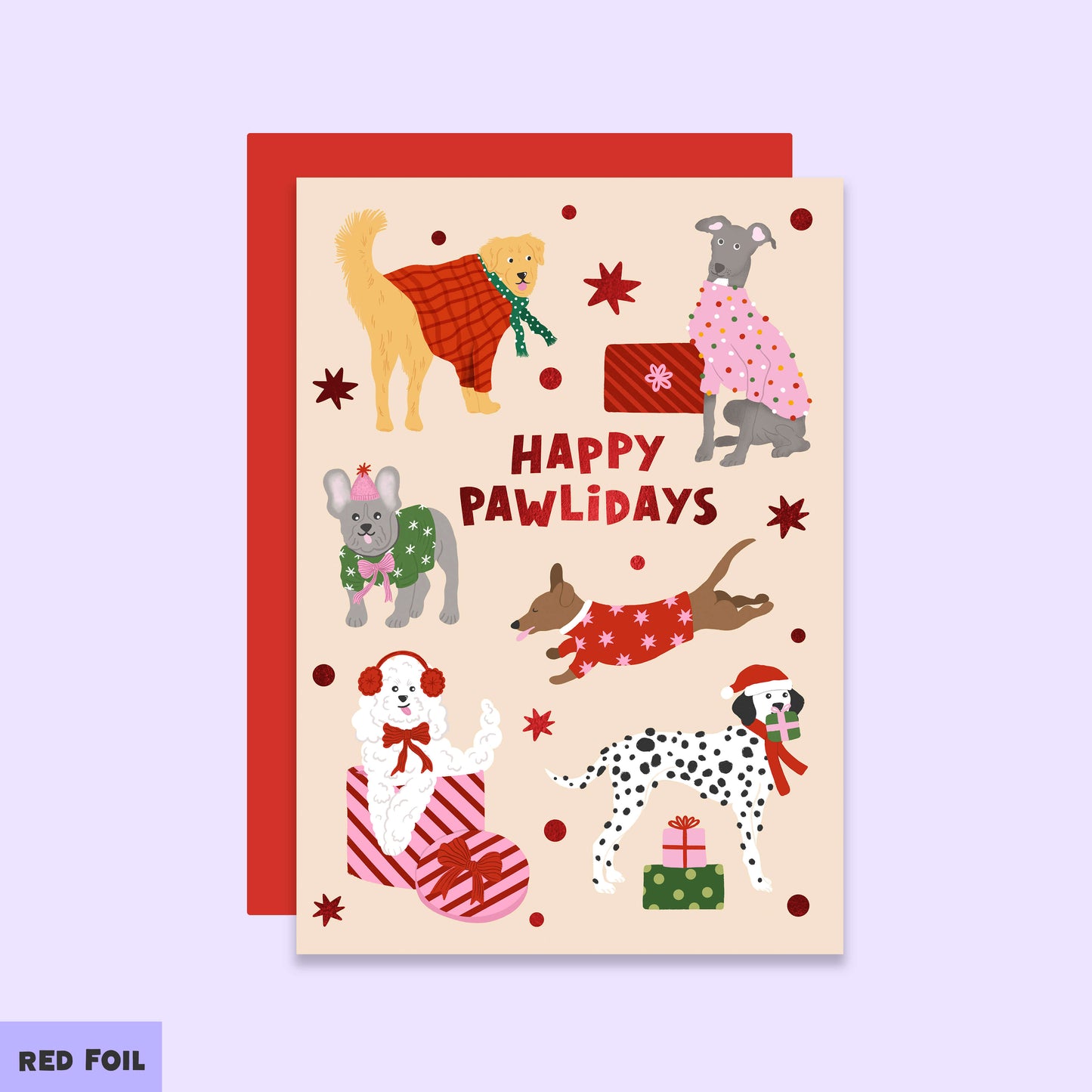 Happy Pawlidays Dog Christmas Card | Dog Lovers Holiday Card