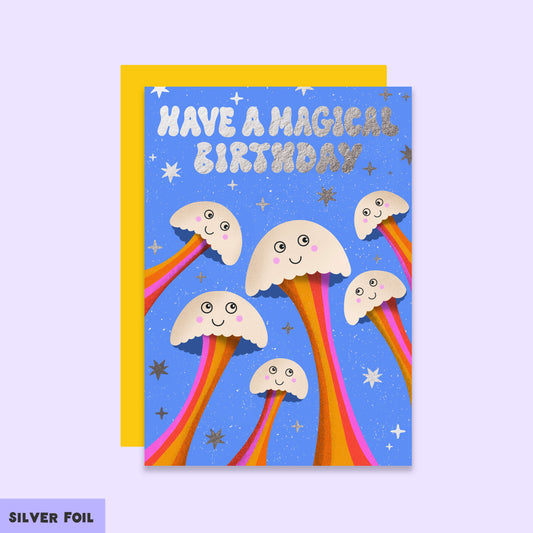 Have A Magical Birthday Mushrooms Card | Retro | Enchanted