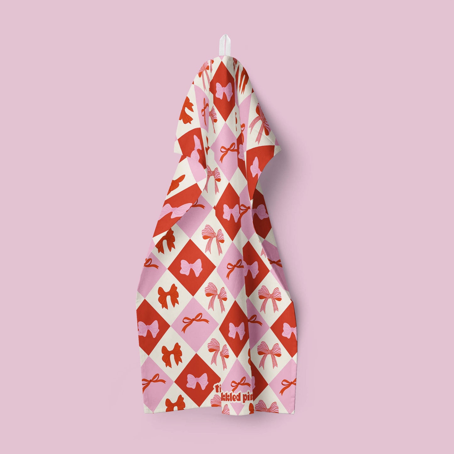 Retro Bows Checkerboard Tea Towel | Vintage Kitchen Towel