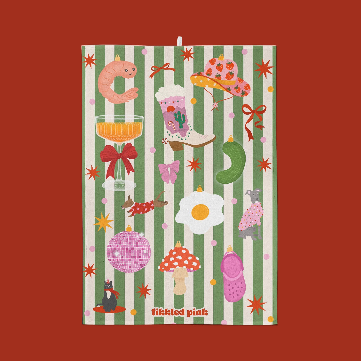 Trendy Treasures Tea Towel | Novelty Baubles Kitchen Towel