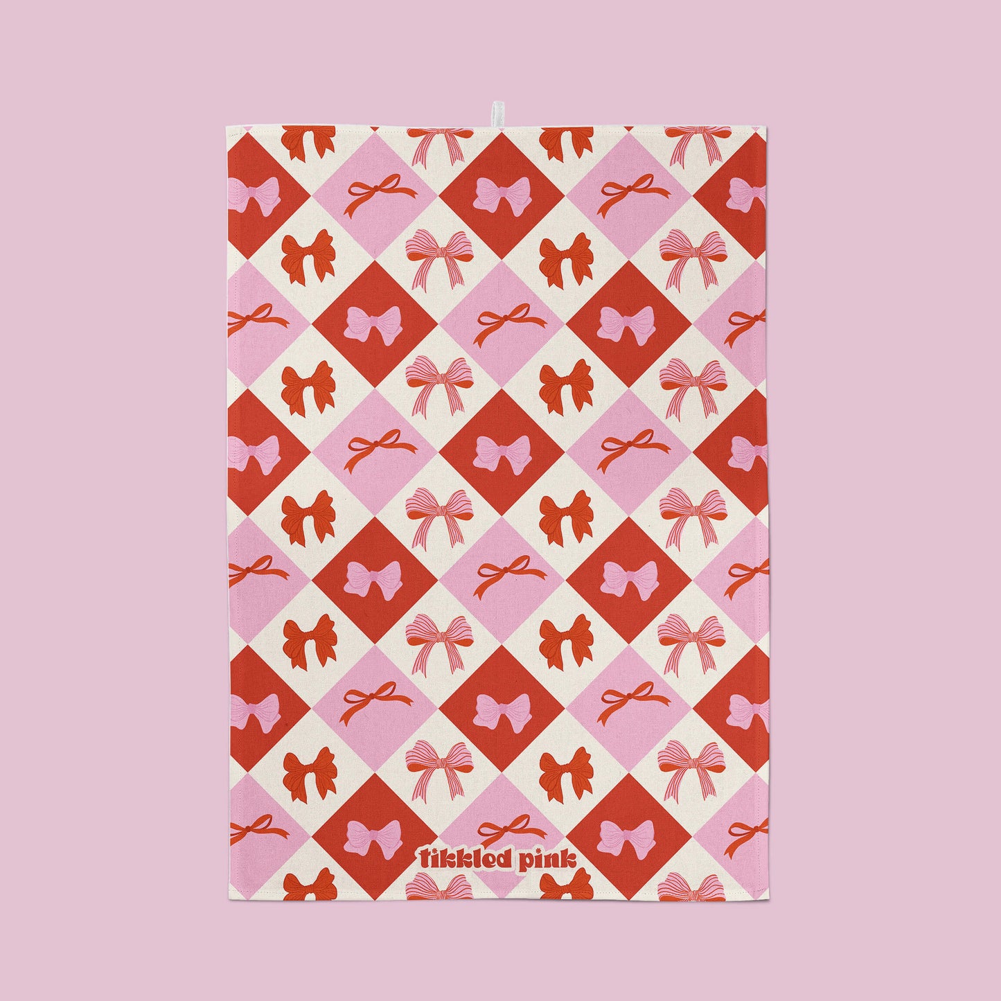 Retro Bows Checkerboard Tea Towel | Vintage Kitchen Towel