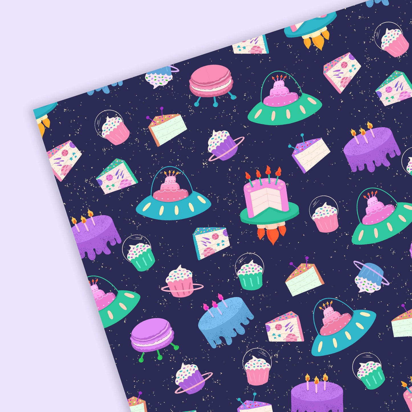 Space Cakes Wrapping Paper | Kids Birthday Flat Sheets