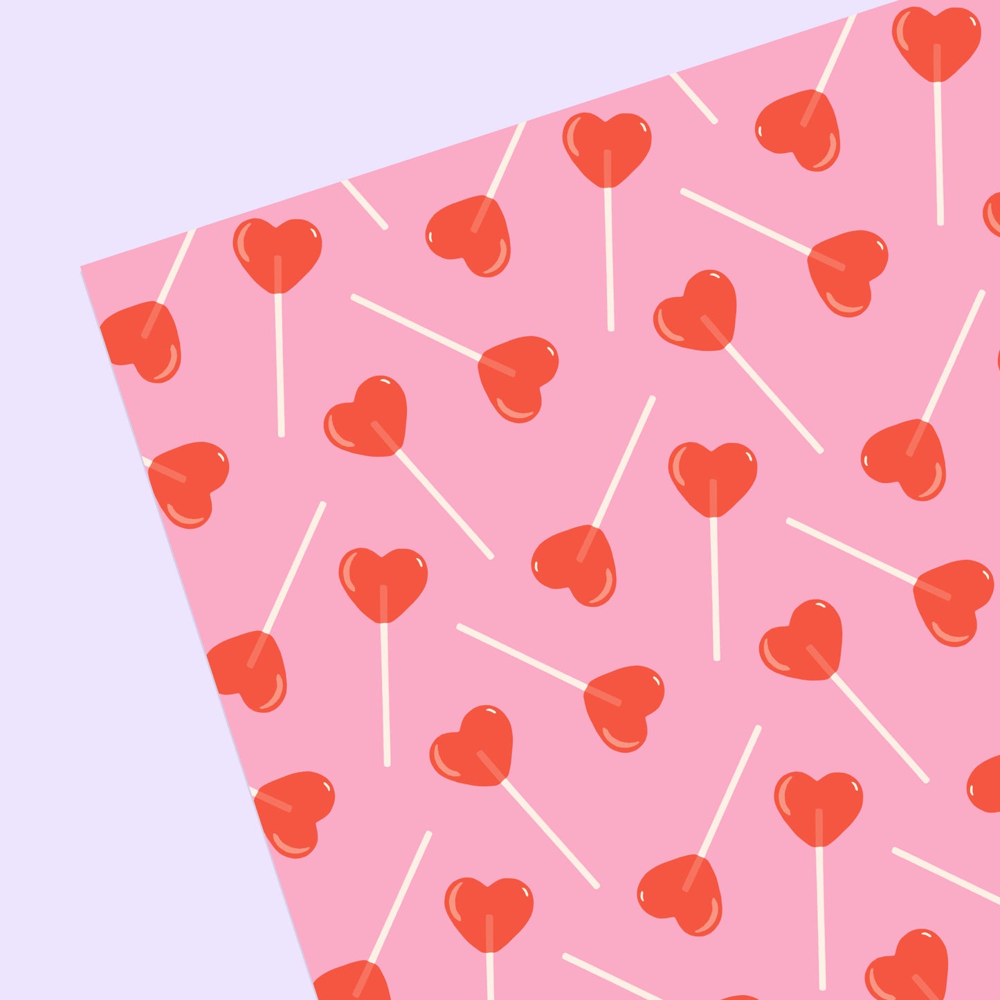 Heart Lollipops Wrapping Paper Sheet | Valentine's Day Wrap