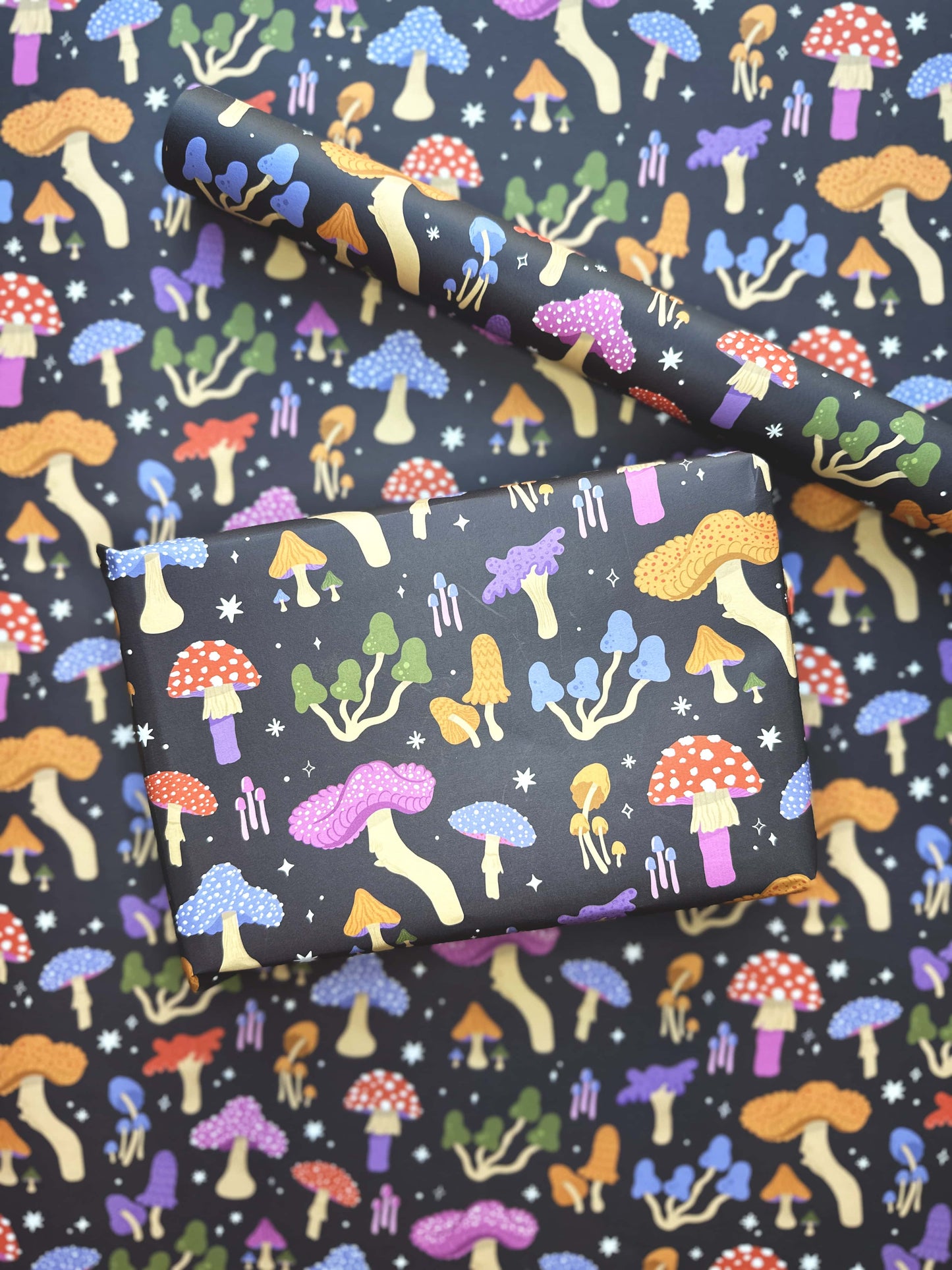 Mushroom Wrapping Paper | Funky Colourful Mushroom Gift Wrap