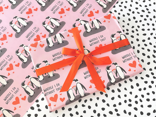 Penguin Wrapping Paper | Waddle I Do Without You