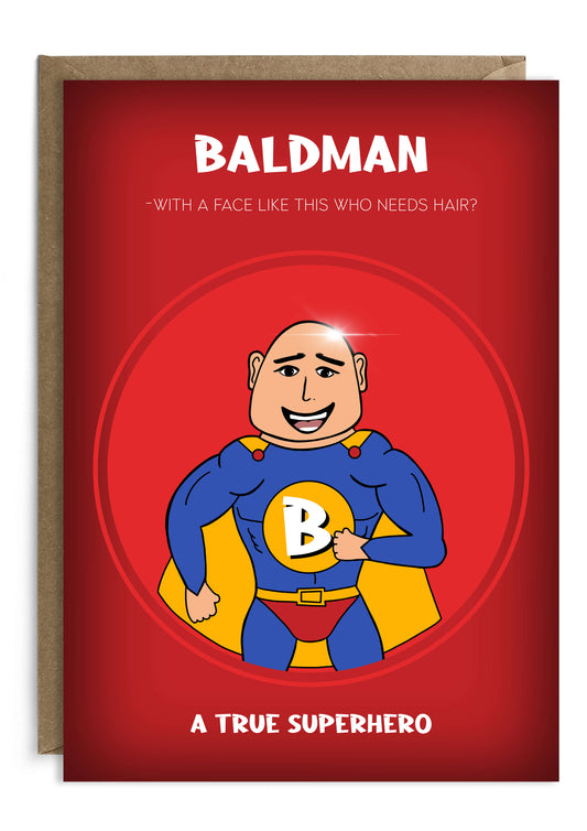 Baldman Superhero Father’s Day Card | Male Birthday Card
