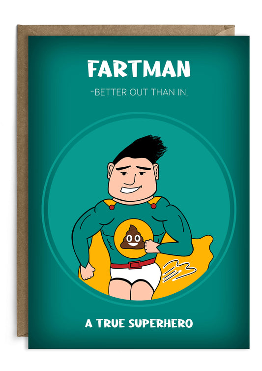 Funny Father's Day Card - Fartman - For Superhero Dads Who Fart