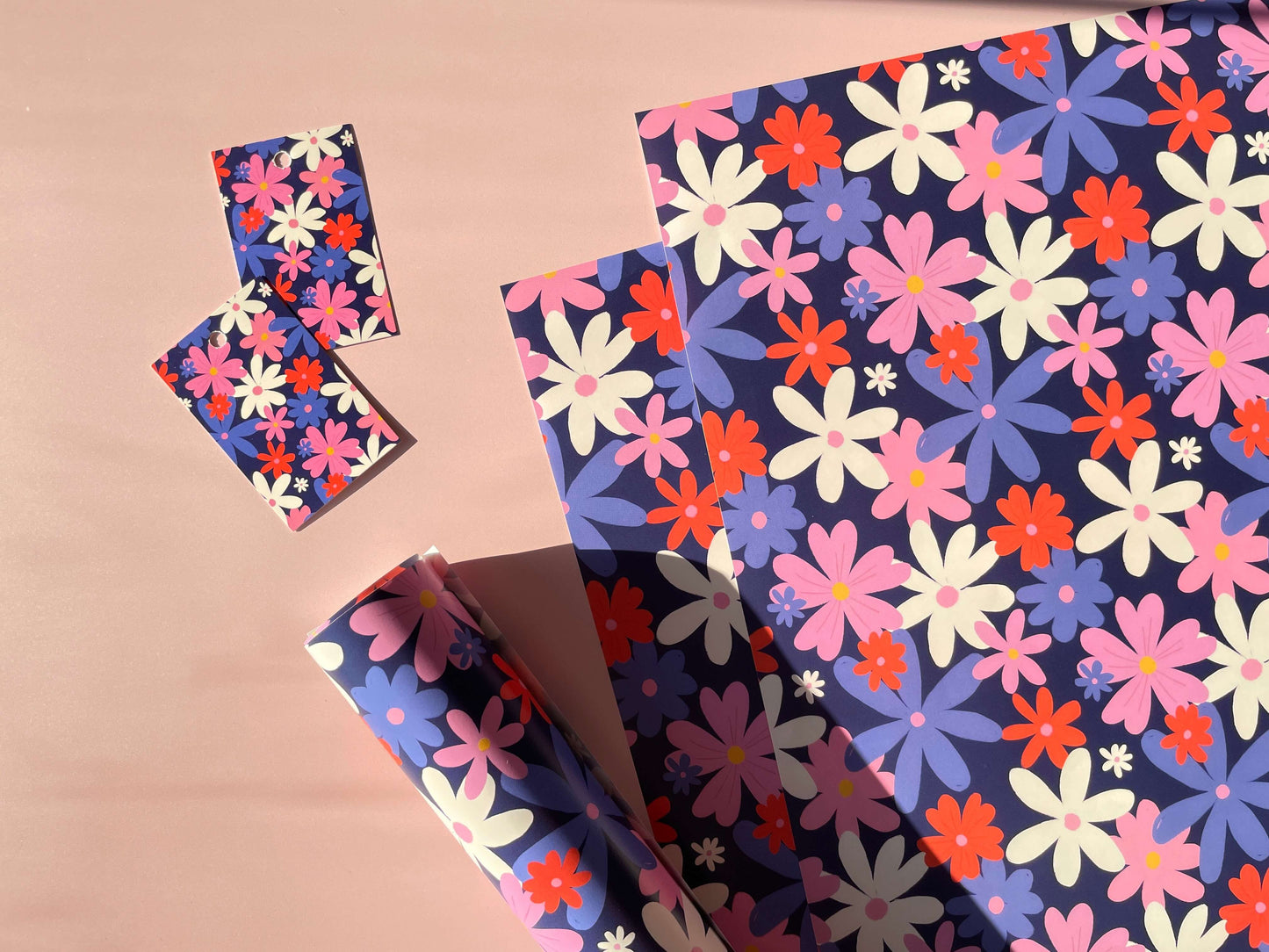 Flowers Wrapping Paper | Floral Gift Wrap Sheets | Retro
