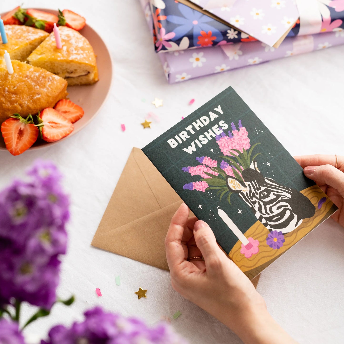 Zebra Vase Birthday Card | Animal Birthday Card | Zebra Card
