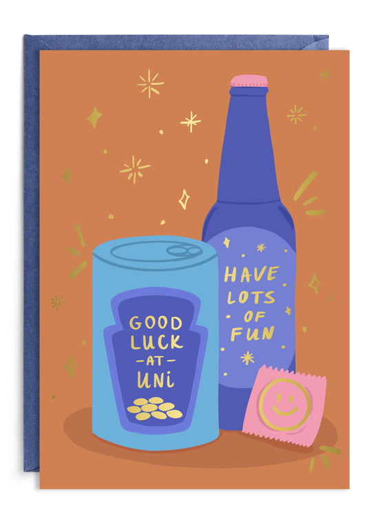 Good Luck At Uni Card | Gold Foil Good Luck Card