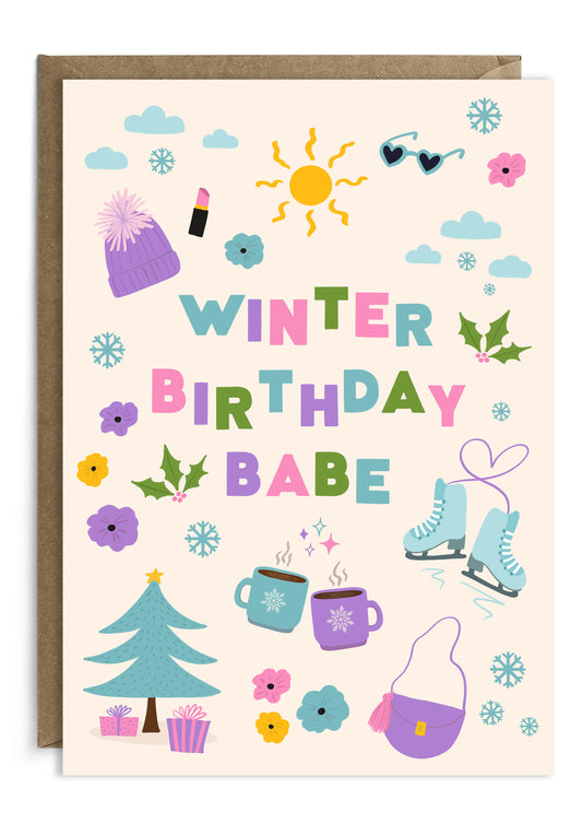 Winter Babe Birthday Card | Christmas Birthday Card | Female