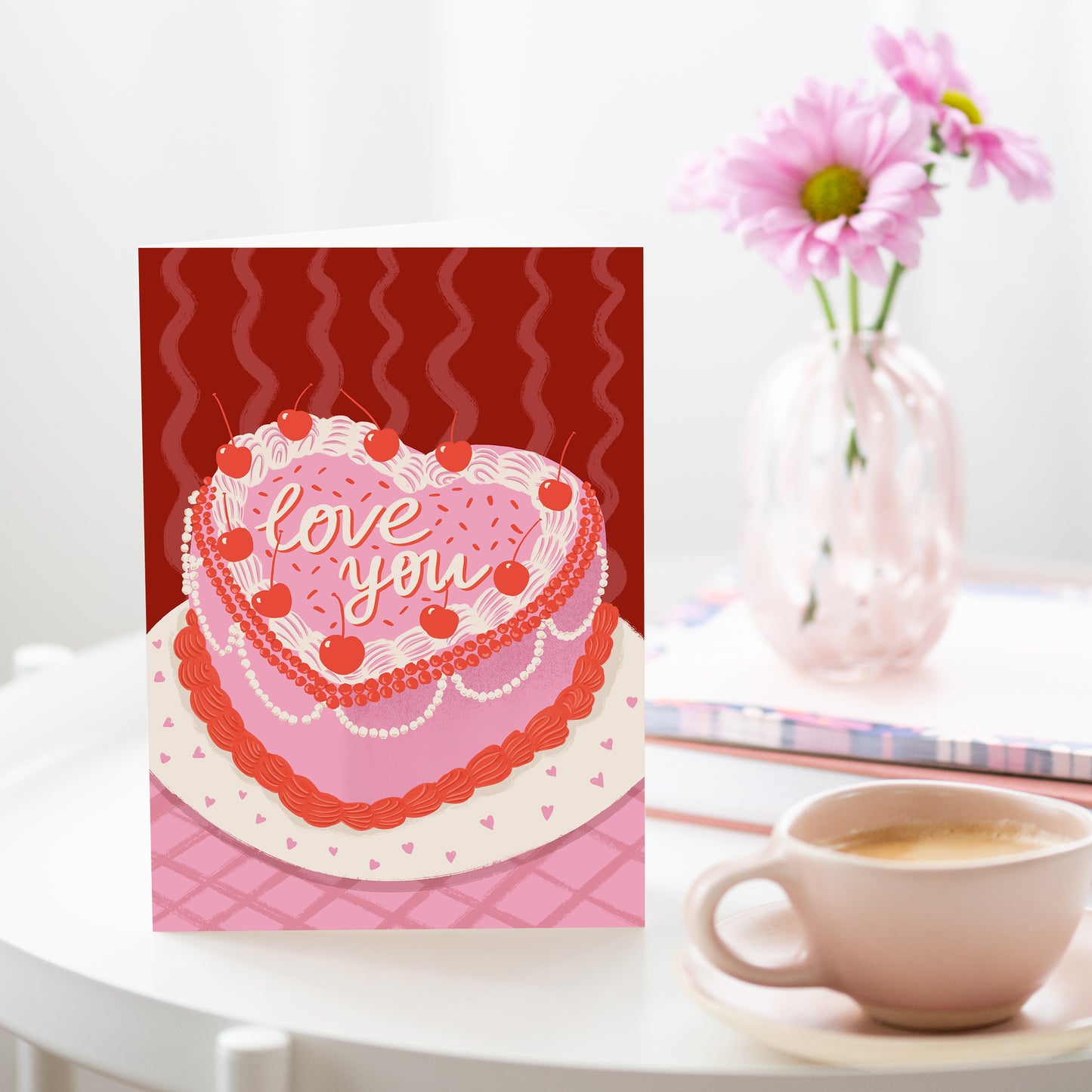 Love You Cake Card | Anniversary Card | Valentines Day Card