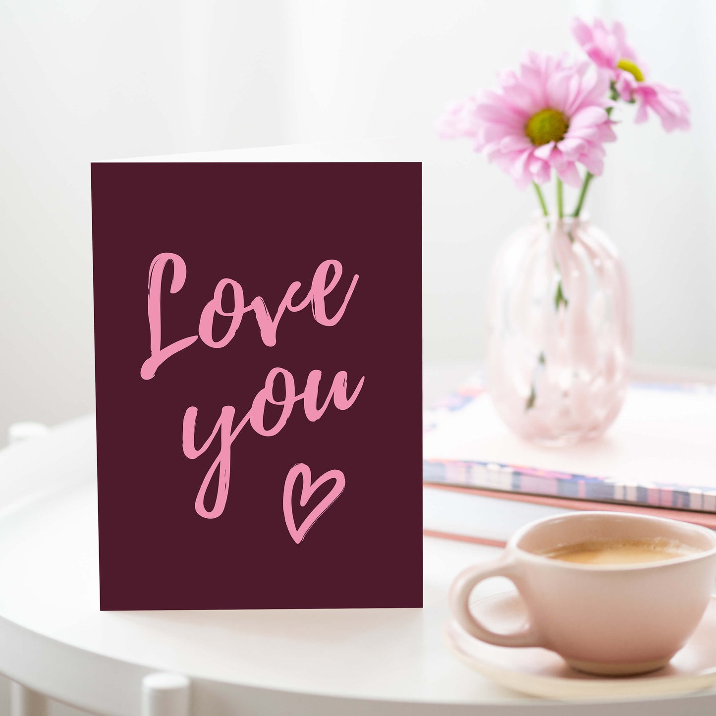 Love You | Burgundy Anniversary Card | Valentine's Day Card