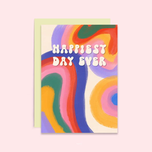 Happiest Day Ever | Colorful Retro Card | Engagement | New Baby