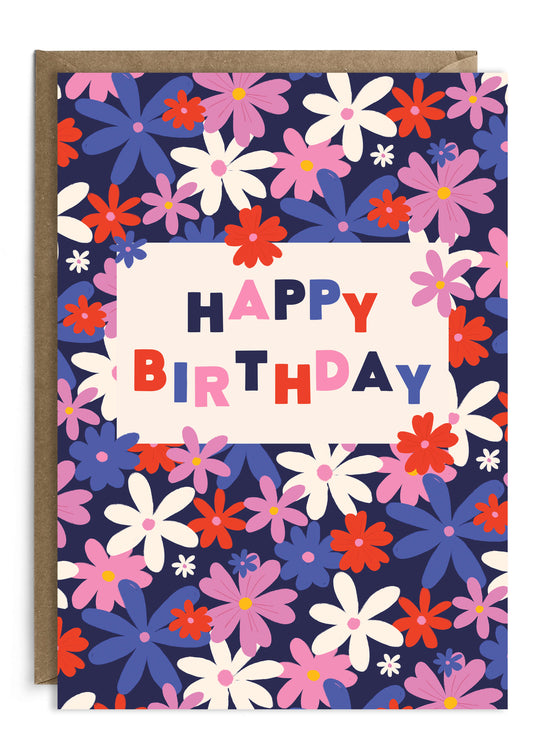 Flowers Happy Birthday Card | Female Birthday Card | Bold