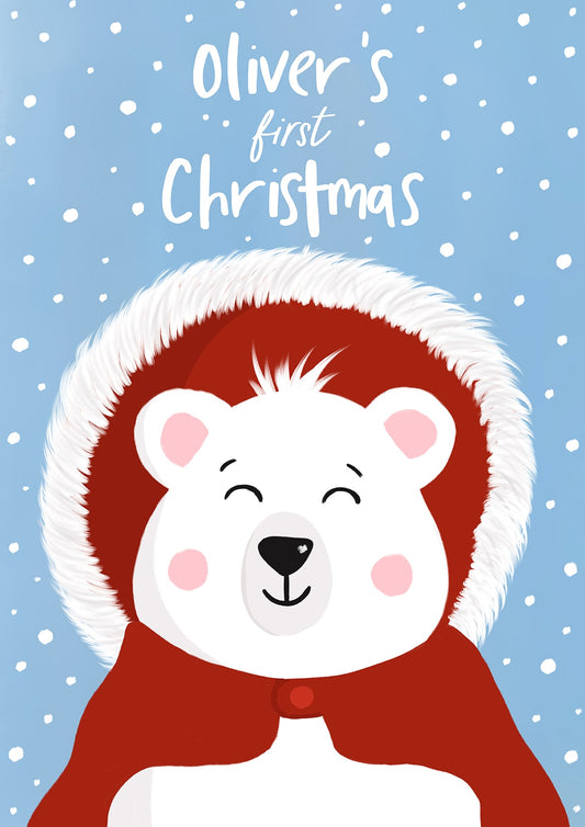 Personalised First Christmas Print Polar Bear