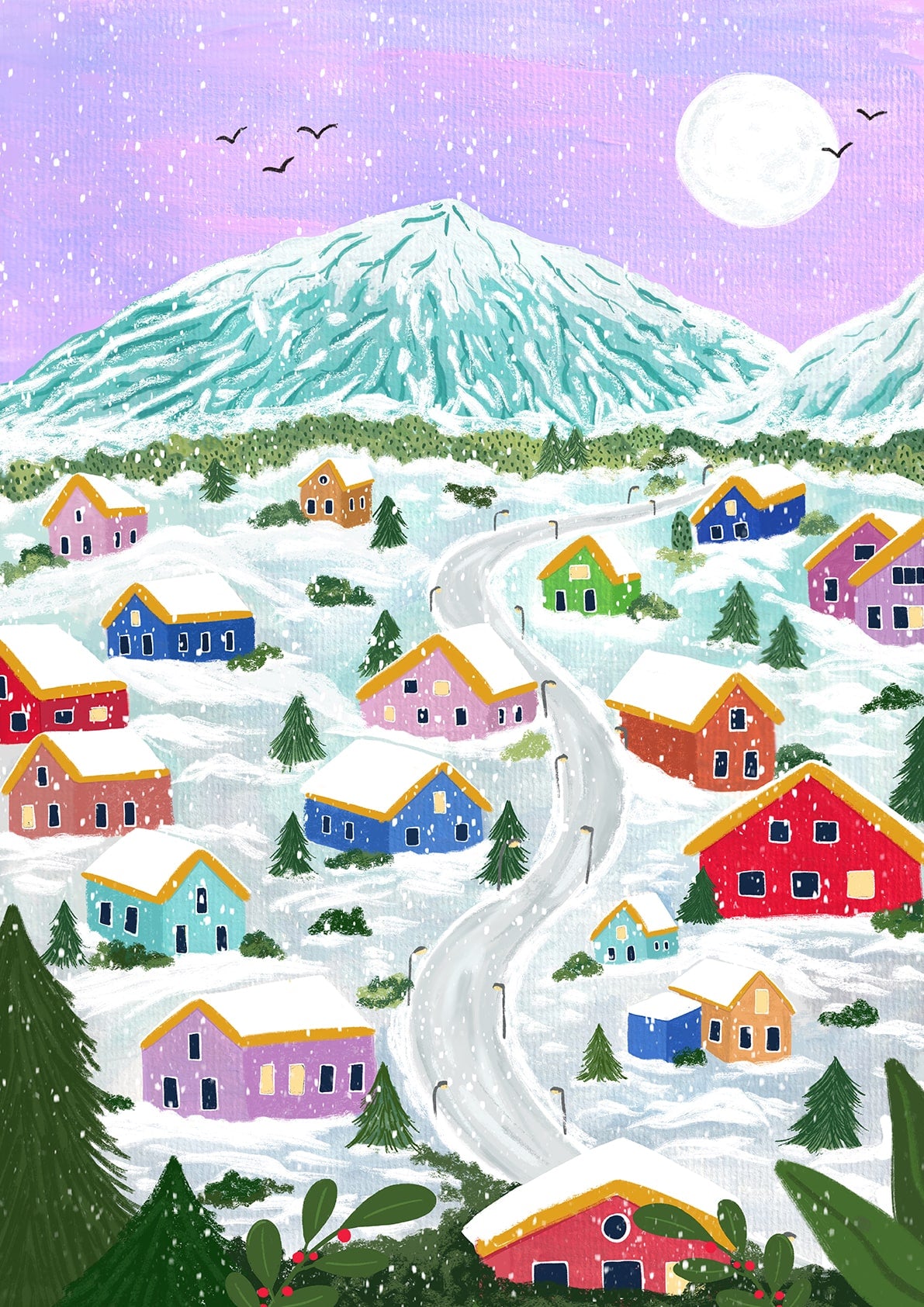 Snow Village - Art Print | Home Decor | Office Wall Art