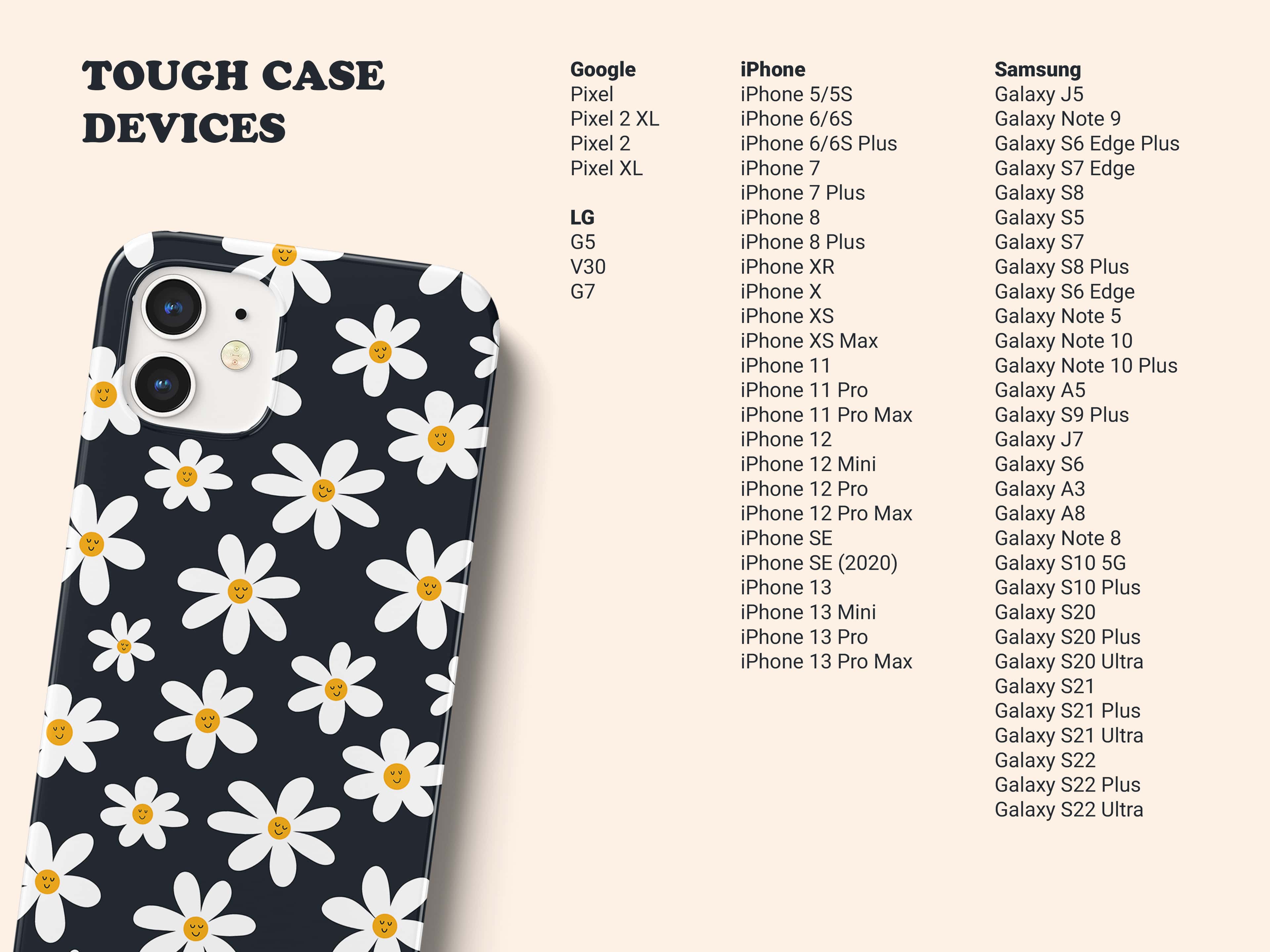 Green Daisies Flowers Tough Phone Case Tikkled Pink