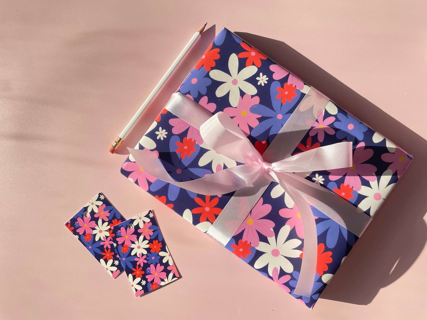 Flowers Wrapping Paper | Floral Gift Wrap Sheets | Retro